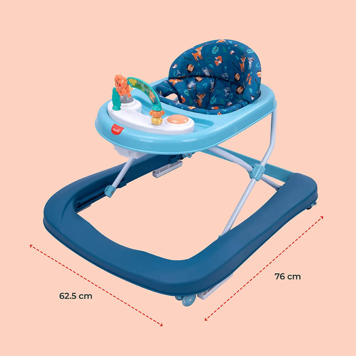 MOON™ Stride Baby Walker - Looptrainer - Verstelbaar - Incl. Muziek- en Voedseldienblad - Blauw