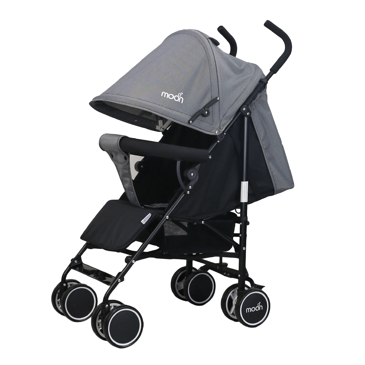 The Moon Brand™ Neo Plus Reisebuggy – Mehrere Sitzpositionen – Bequeme Griffe – Superleicht und kompakt – Schwarz-Graue Punkte