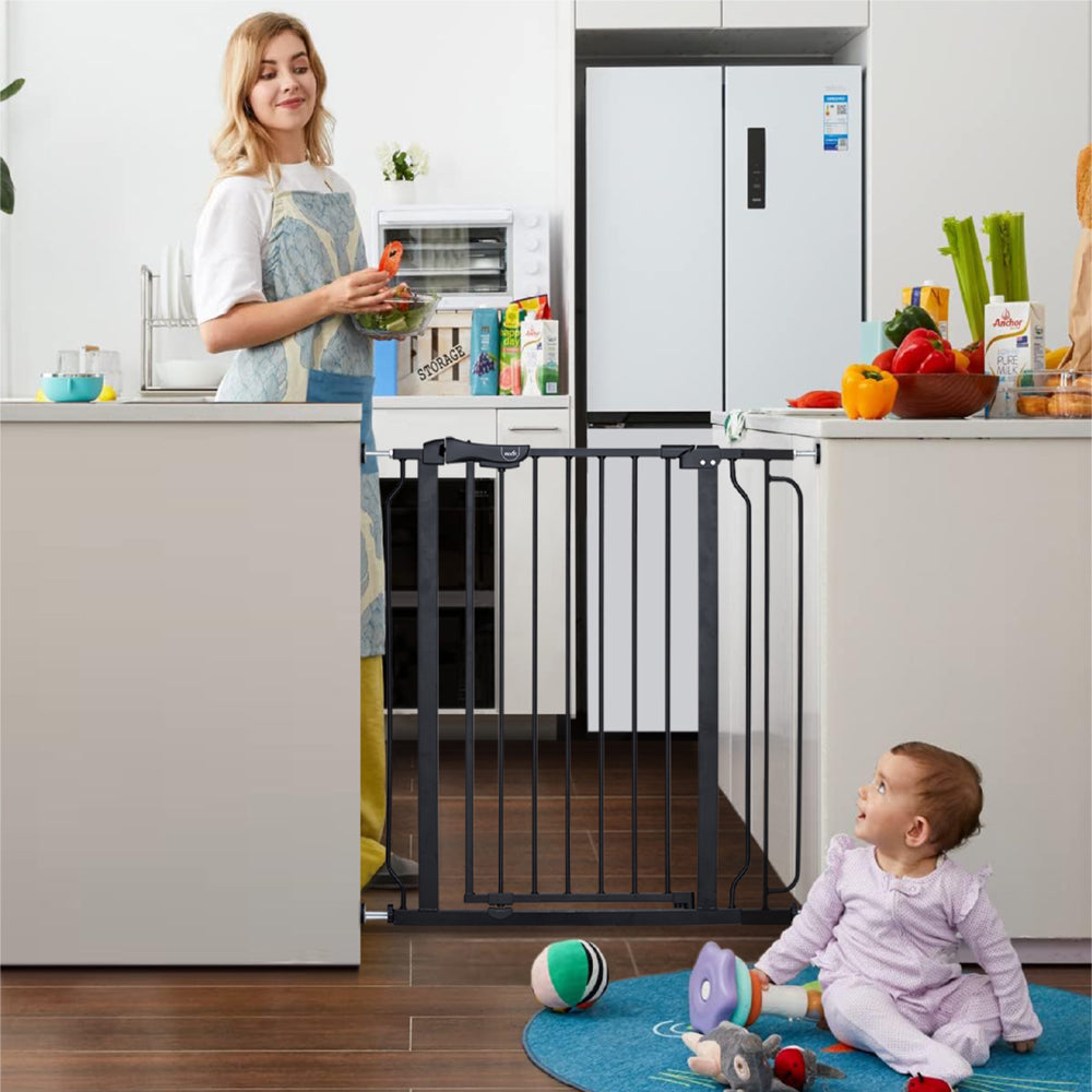 MOON™ Secura Sicherheitstor mit 10 cm Verlängerung - Schwarz - 76-80 cm - Flexibel und sicher für Kinder und Haustiere