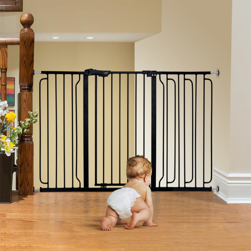 MOON™ Secura Baby Stair Gate - Black - 76-80 cm - Safe and Sturdy for Children and Pets