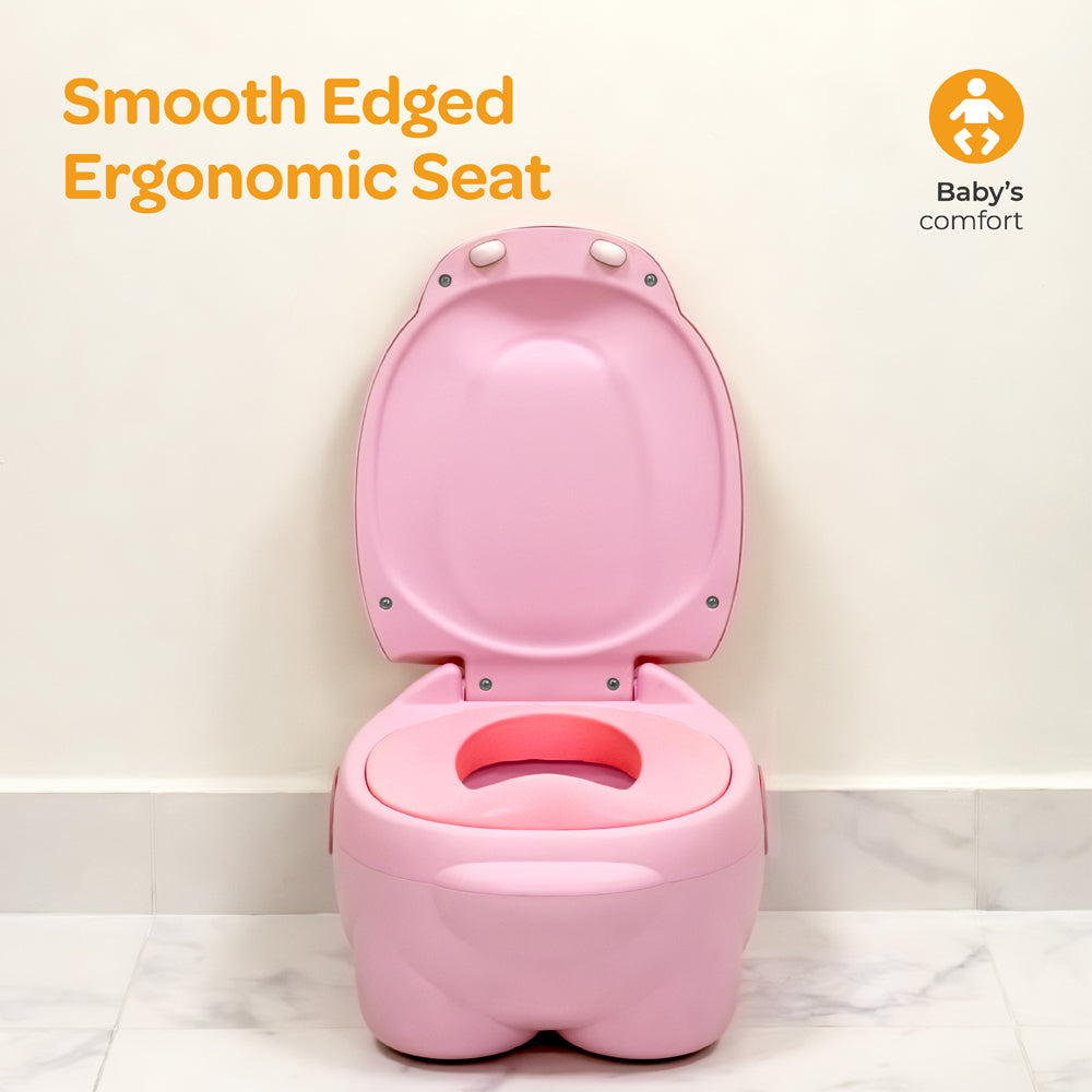 MOON™ Baby Hippo Potty with PU Cushion - Pink - Comfortable and Portable Potty Trainer for Toddlers
