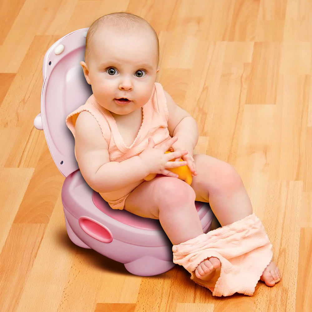 MOON™ Baby Hippo Potty with PU Cushion - Pink - Comfortable and Portable Potty Trainer for Toddlers