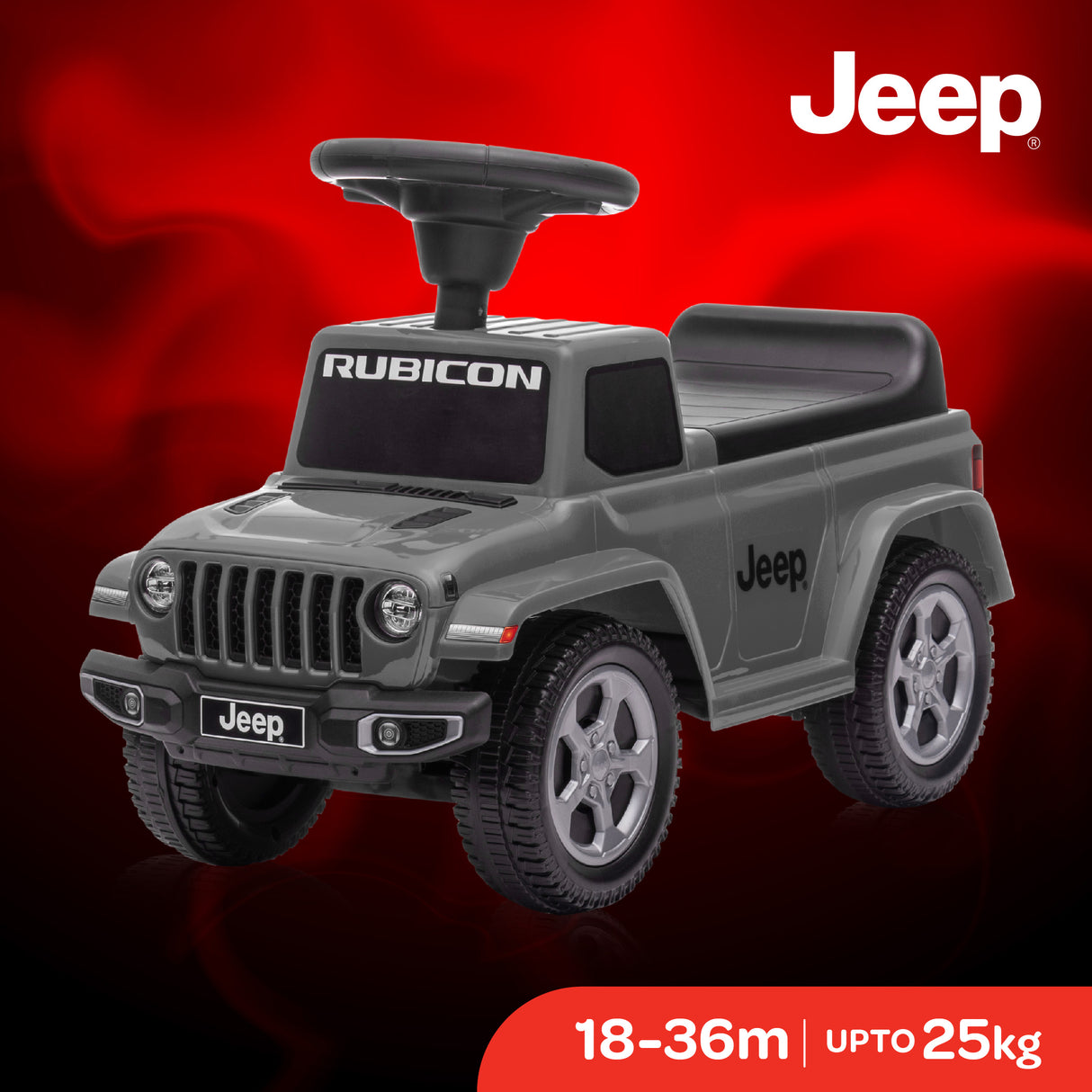 MOON™ Ride On Gladiator Jeep - Grijs - Stoer en Duurzaam Speelgoedvoertuig voor Avontuurlijke Peuters
