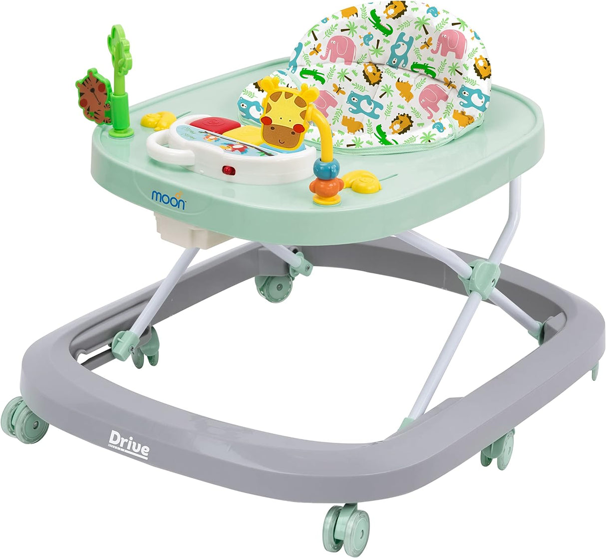 MOON™ Drive With Music Baby Walker - Walking Trainer - Adjustable - Incl. Play and Music Sheet - Grey Forest