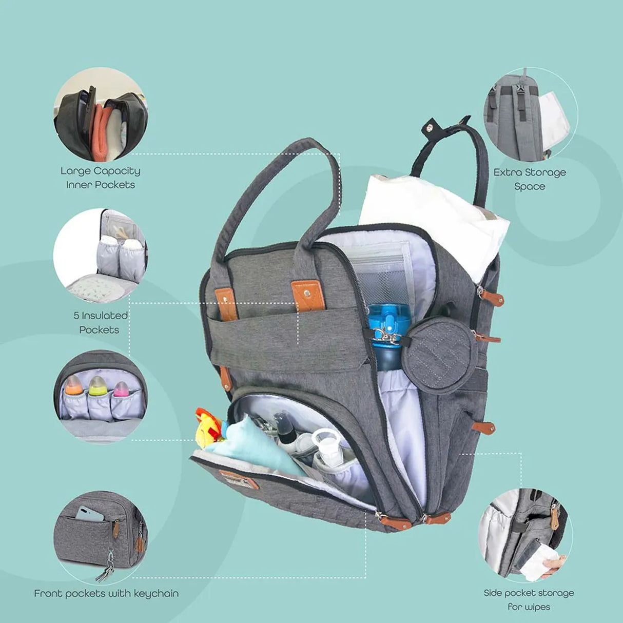 Moon™ KaryMe Plus - Luiertas - Luierrugzak - Donkergrijs