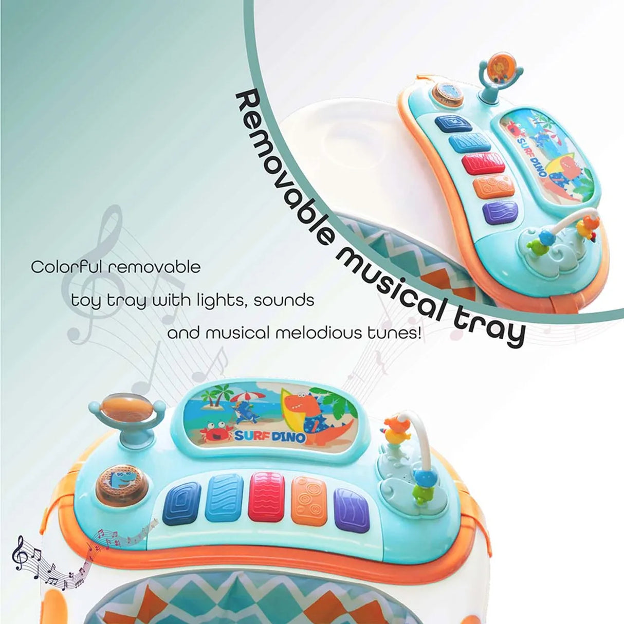 MOON™ Pace Baby Walker - Walking Trainer - Adjustable - Incl. Play and Music Sheet - Grey