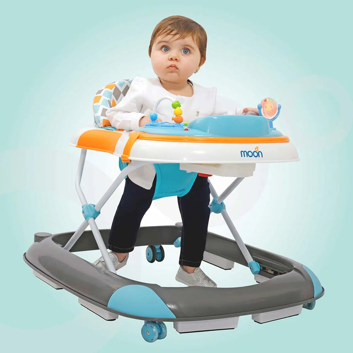 MOON™ Pace Baby Walker - Walking Trainer - Adjustable - Incl. Play and Music Sheet - Grey