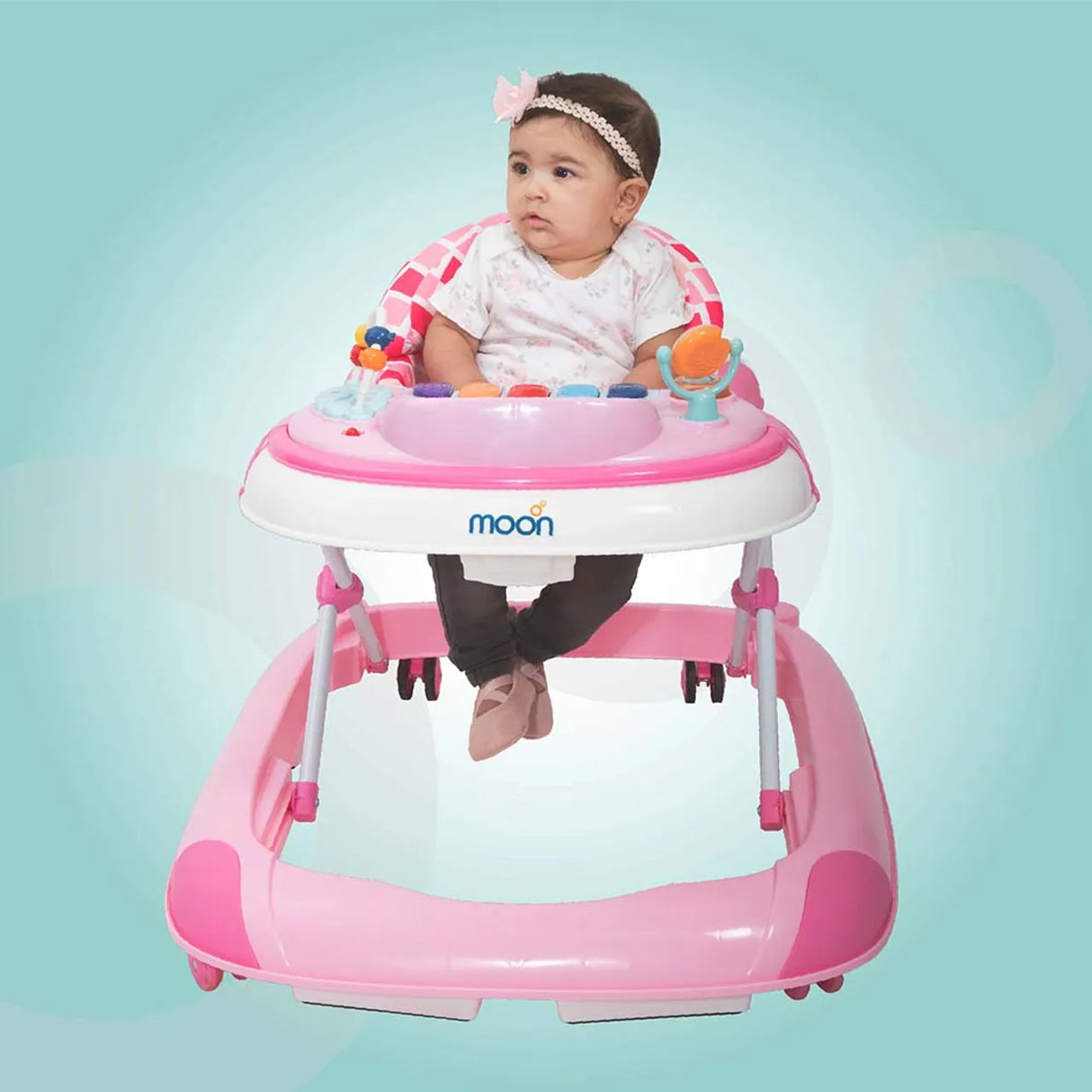 MOON™ Pace Baby Walker - Walking Trainer - Adjustable - Incl. Play and Music Sheet - Pink
