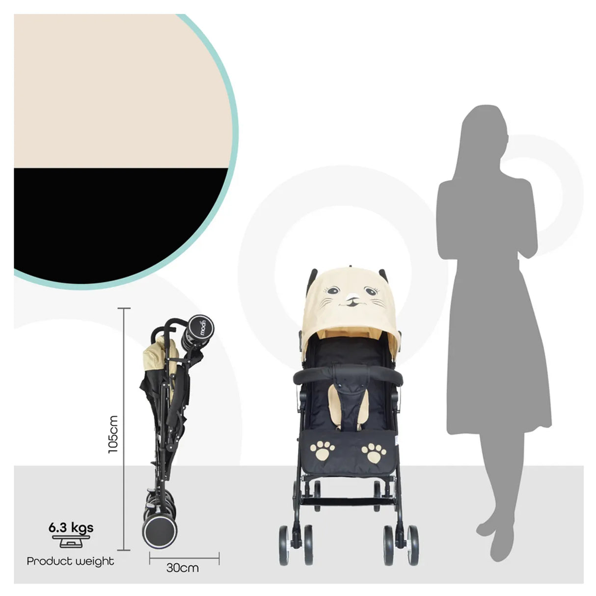 The Moon Brand™ Safari Ultra Light Weight Stroller - Buggy - Automatic Folding - Cat
