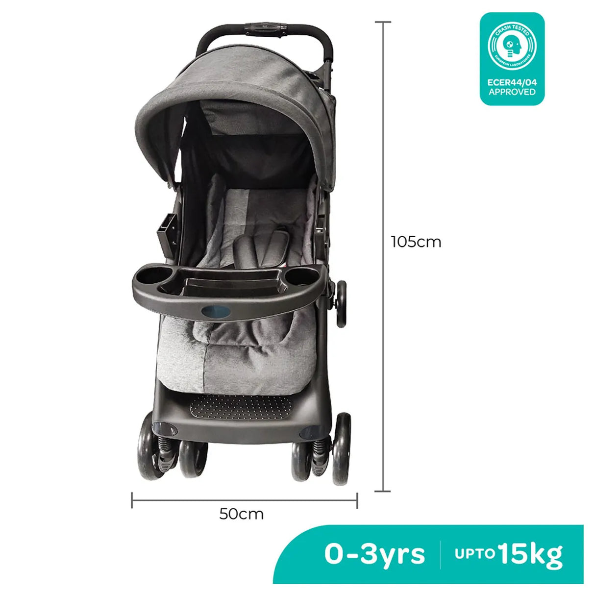 MOON™ Aria Leichter Buggy – Kinderwagen – Kompakt und stylisch – Schwarz