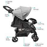 MOON™ Aria Leichter Buggy – Kinderwagen – Kompakt und stylisch – Dunkelgrau