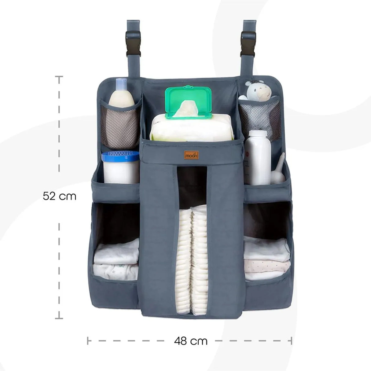 Moon™ Babybed Organizer - Space Saving - Adjustable Straps - Durable - Light Gray