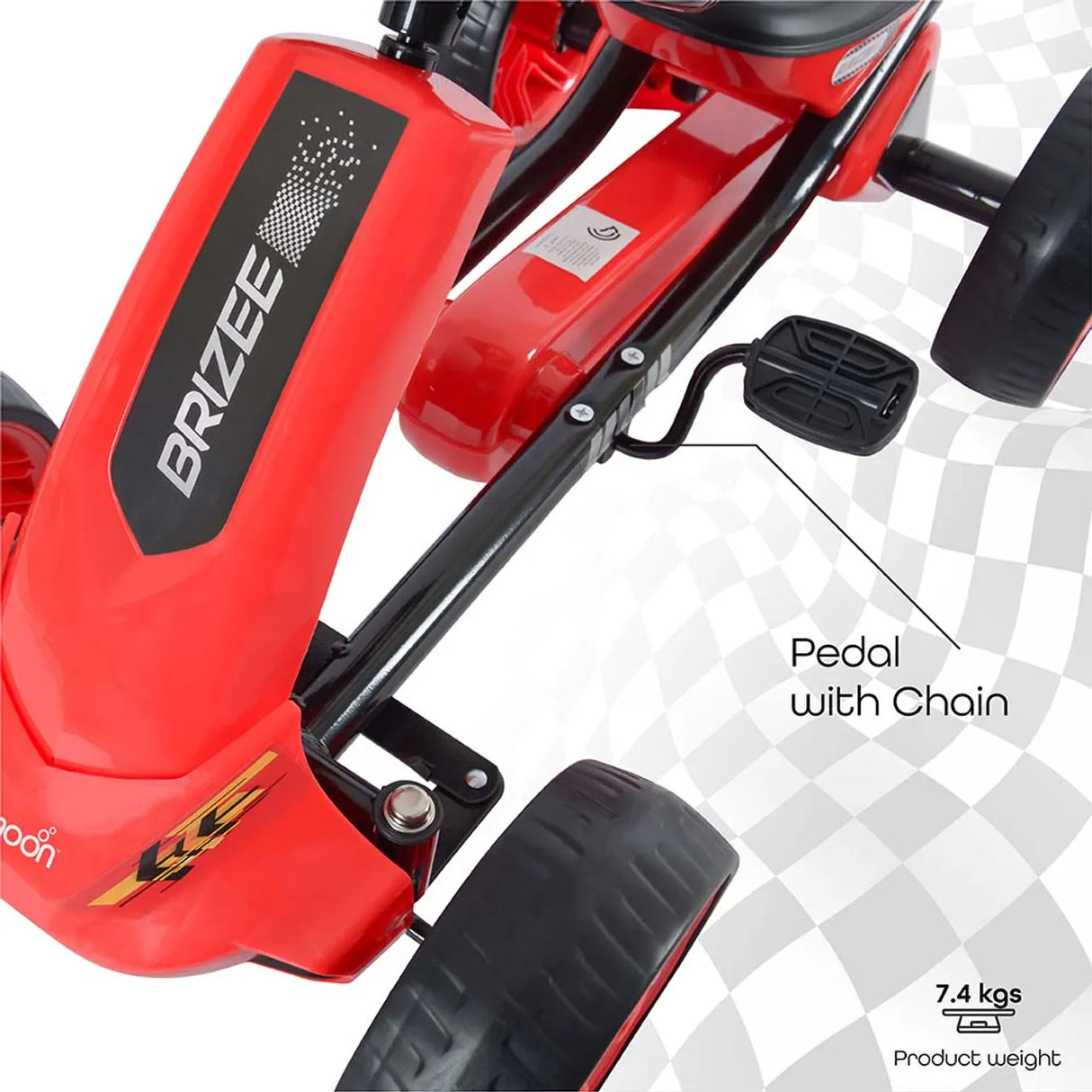 Moon™ Brizee Go-Kart - Pedal Go-Kart - Red - Adjustable Seat and Steering - Forward and Backward Movement