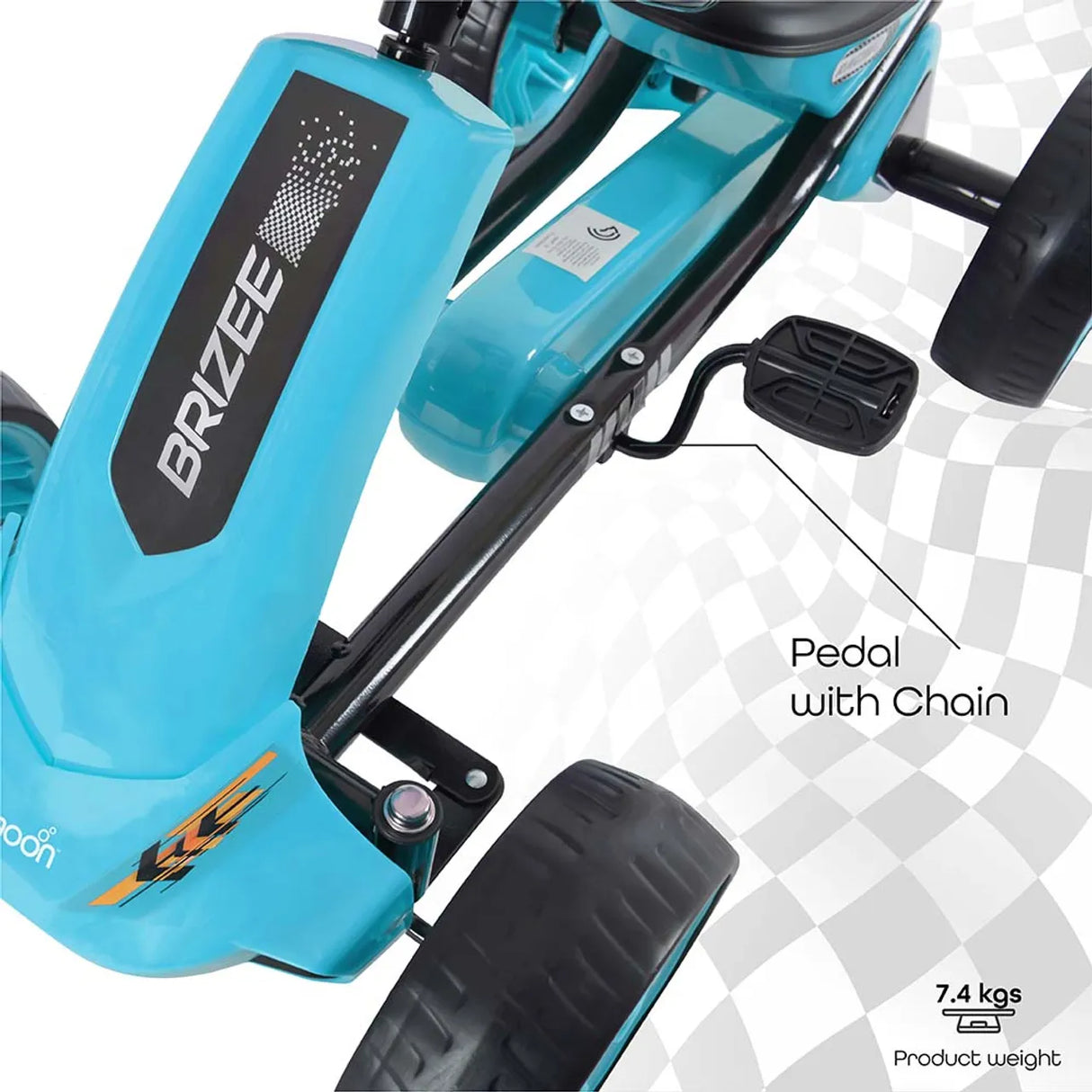 Moon™ Brizee Go-Kart – Pedal-Gokart – Blau – Verstellbarer Sitz und Lenkung – Vorwärts- und Rückwärtsbewegung