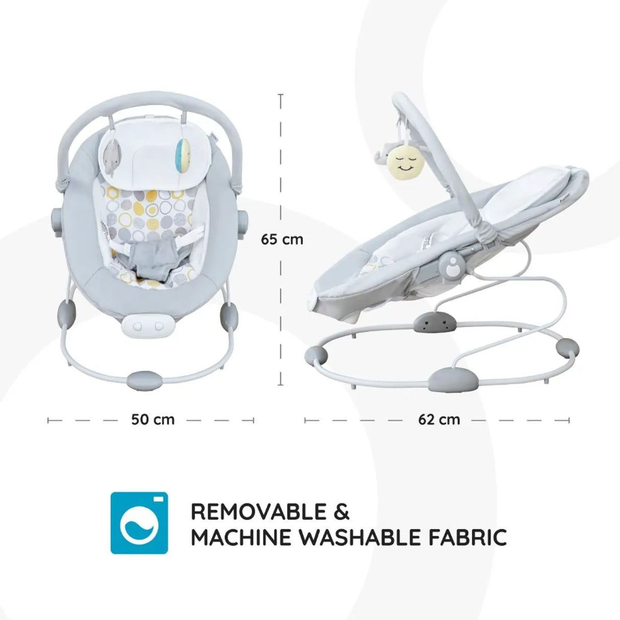 Moon™ Hopper Babywippe - Babyschaukel - Einstellbare Positionen - Spielbogen - Grau