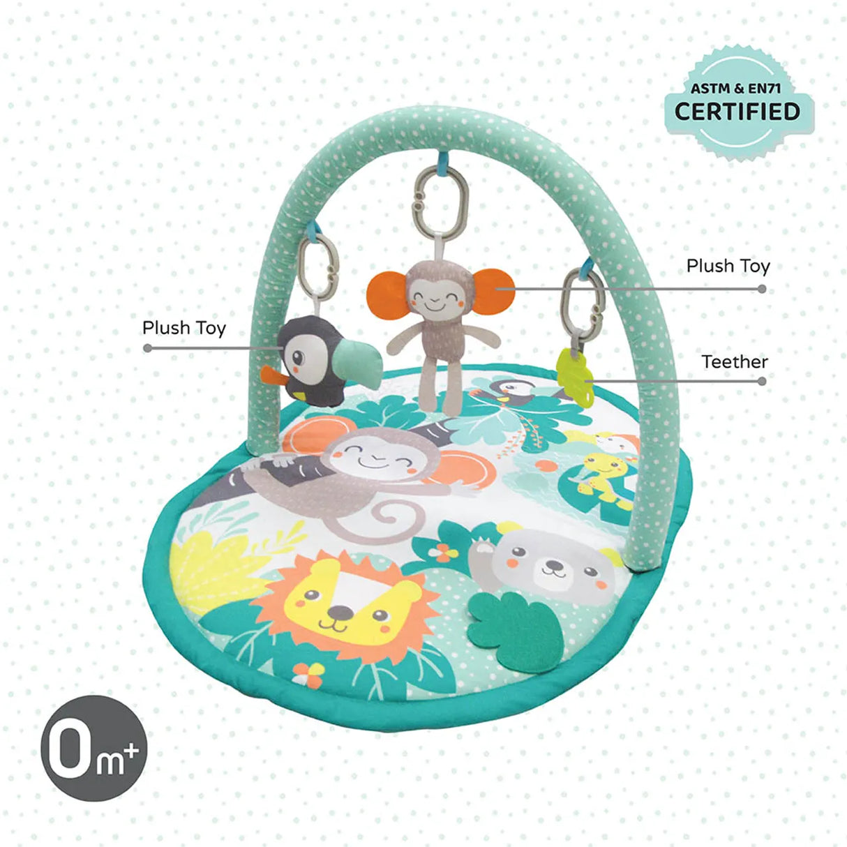 MOON™ Jungle Friends - Play Mat - Animal Theme - Removable Arches - Green Play Mat