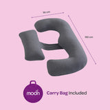 Moon™ Organic XXL Multi Position Pregnancy Pillow - Body Pillow and Nursing Pillow - Grey