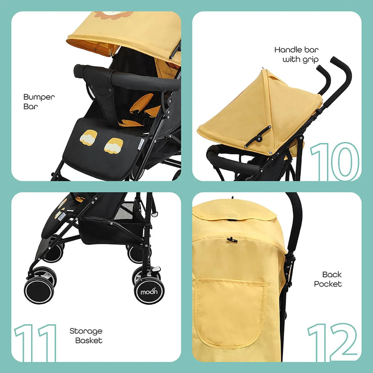 The Moon Brand™ Safari Ultraleichter Kinderwagen – Buggy – Automatisches Zusammenklappen – Löwe