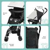 The Moon Brand™ Safari Ultraleichter Kinderwagen – Buggy – Automatisches Zusammenklappen – Panda