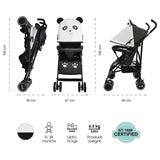 The Moon Brand™ Safari Ultraleichter Kinderwagen – Buggy – Automatisches Zusammenklappen – Panda
