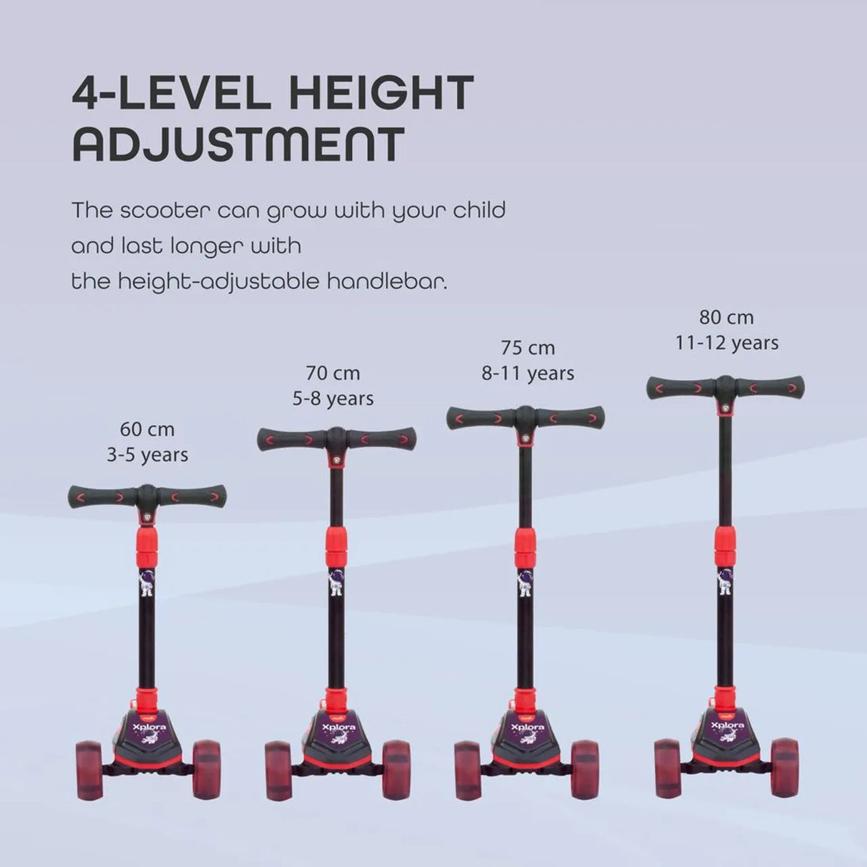 Moon™ Xplora Step Met LED-Verlichte Wielen - Verstelbaar en Opvouwbaar - Rood