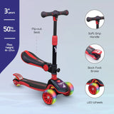 Moon™ Xplora Step Met Zitting en LED-Verlichte Wielen - Verstelbaar en Opvouwbaar -Rood